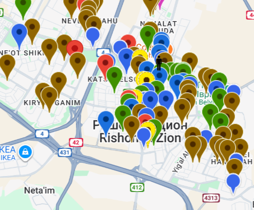 Карта бомбоубежищ Ришон-Ле-Циона